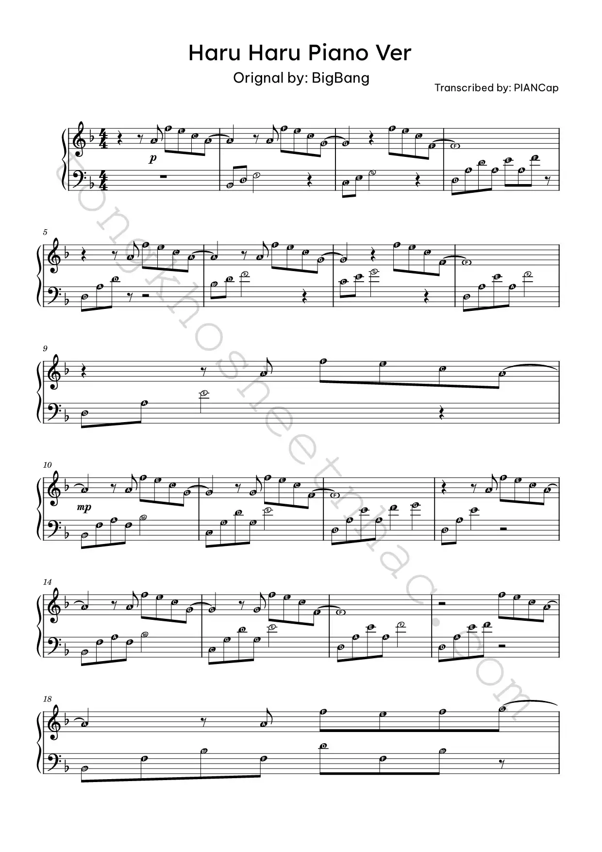 haru-haru-–-big-bang_1 - Sheet Nhạc Miễn Phí - Tổng Kho Sheet Nhạc