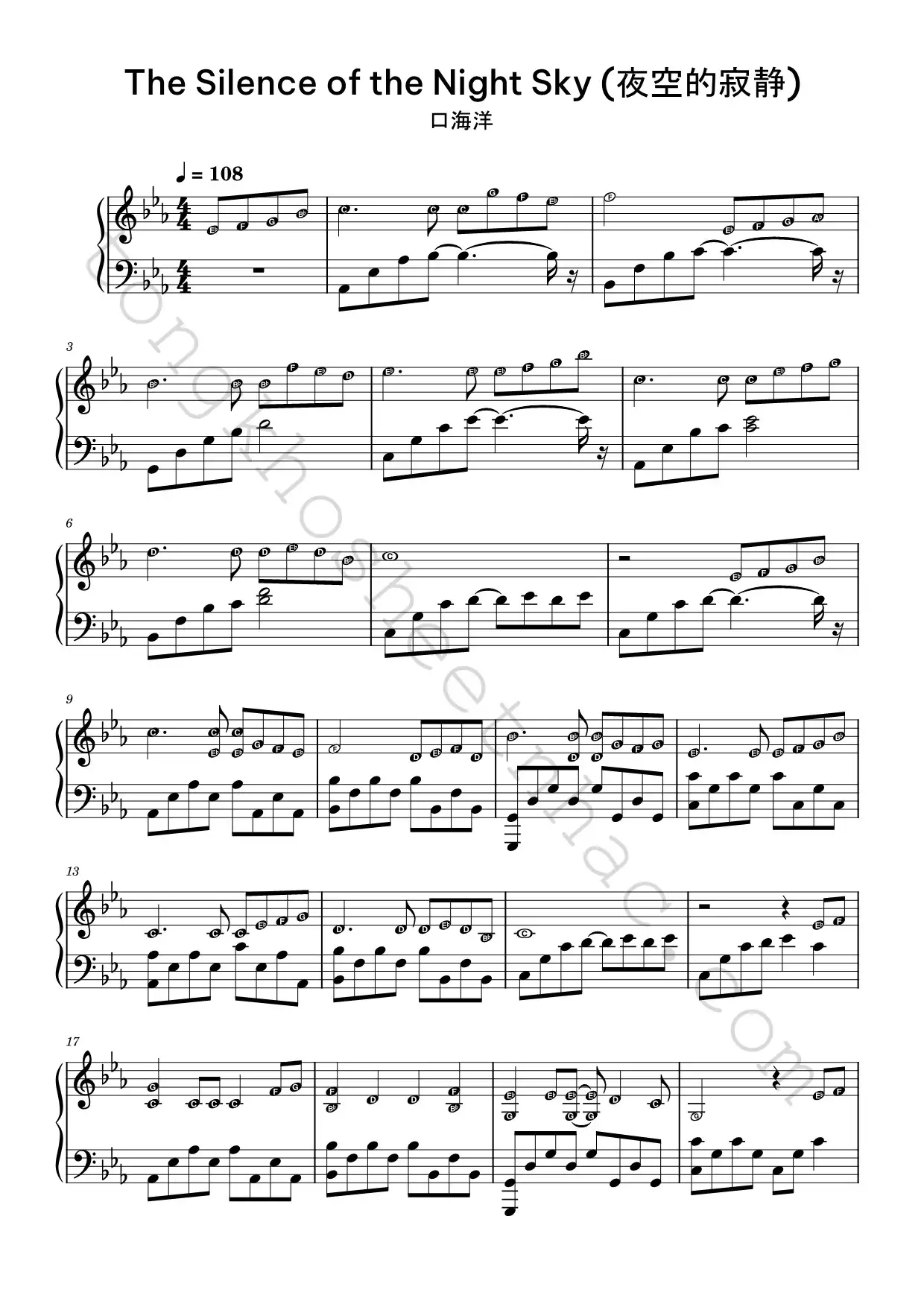 silence-of-night-sky-_-夜空的寂静_1 - Sheet Nhạc Miễn Phí - Tổng Kho Sheet Nhạc