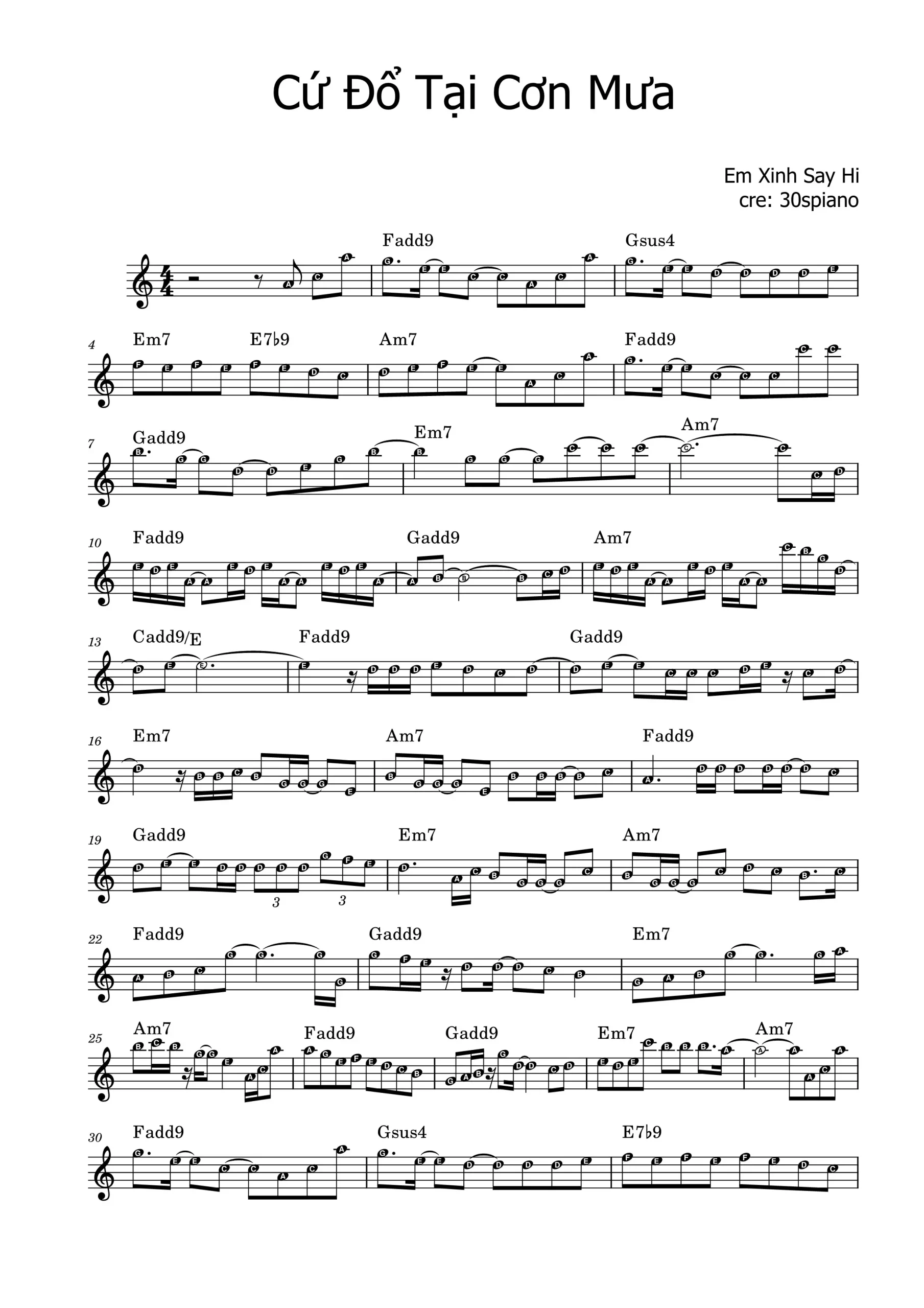 cứ-Đổ-tại-cơn-mưa-–-30spiano_1 - Sheet Nhạc Miễn Phí | Tổng Kho Sheet Nhạc