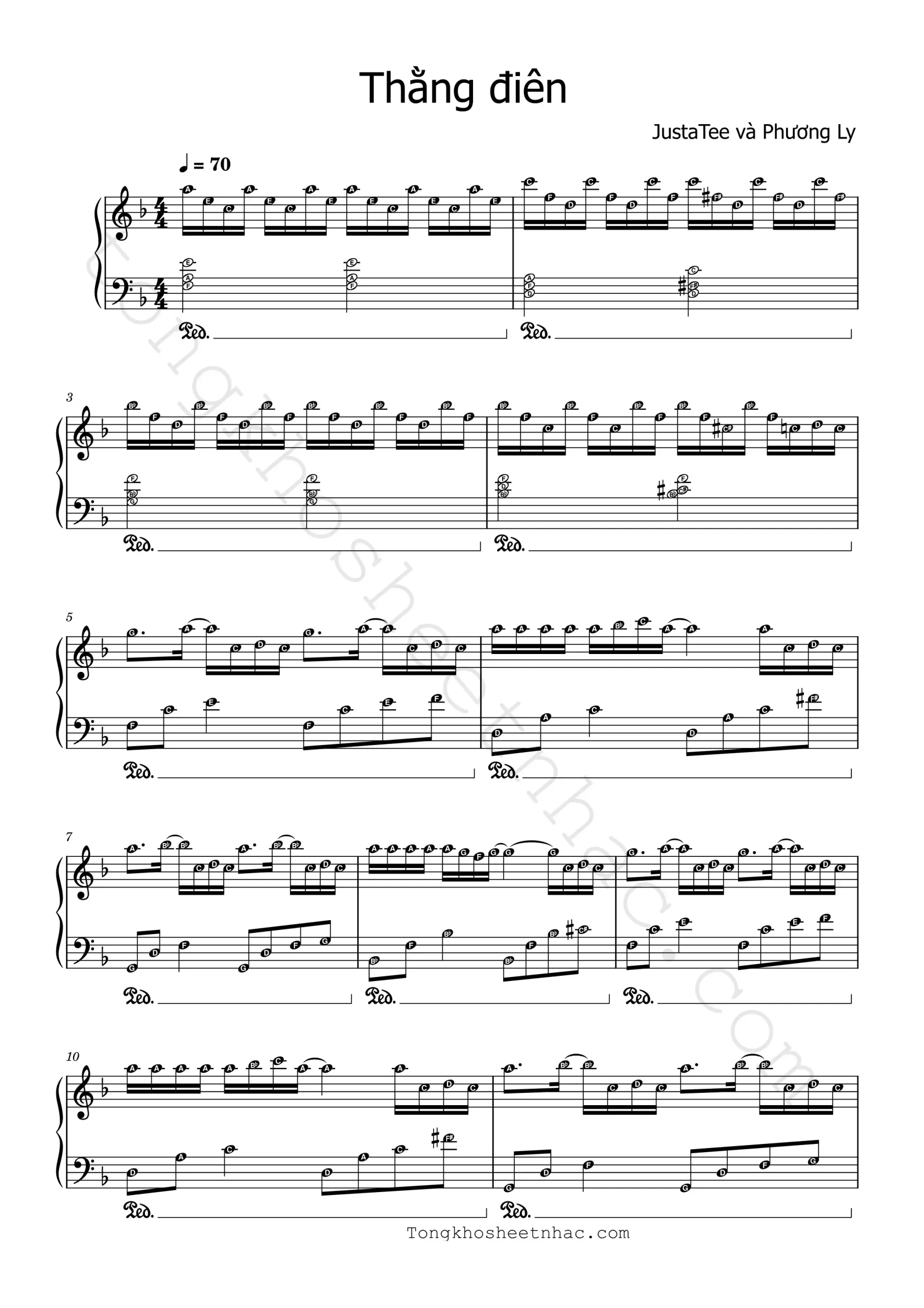 thằng-điên-(piano-sheet)---justatee-ft-phương-ly_1 - Sheet Nhạc Miễn Phí | Tổng Kho Sheet Nhạc