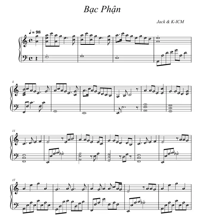 Sheet Nhạc Bạc Phận