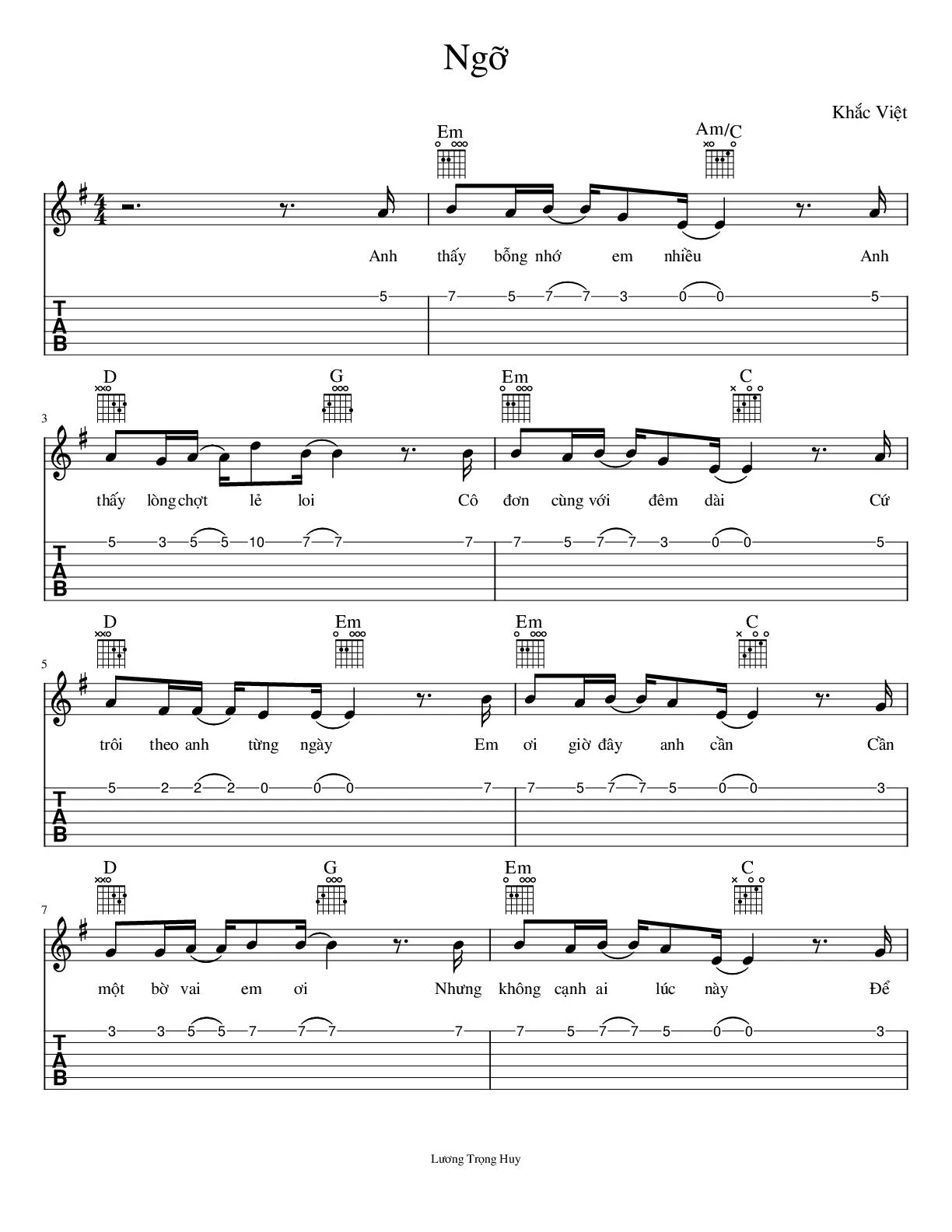 Sheet Nhạc Ngỡ