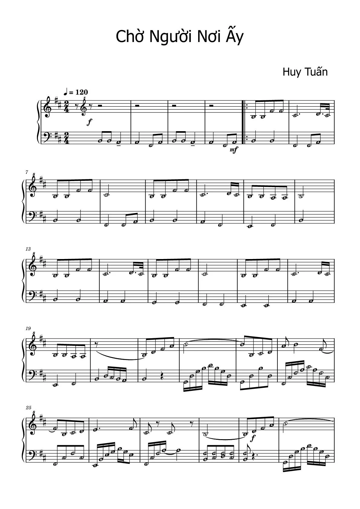 Sheet Nhạc Chờ Người Nơi Ấy